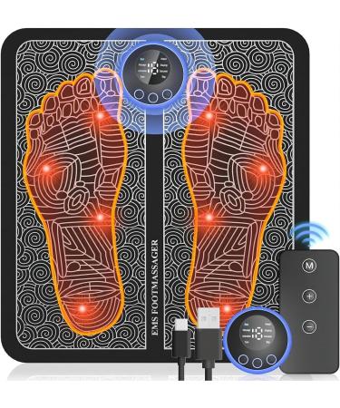 Foot massage pad for neuropathy electric foot massage pad for plantar fasciitis muscle relaxation portable and easy to operate with 8 modes and 19 levels of sports muscle foot massage suitable for a variety of scenes Black