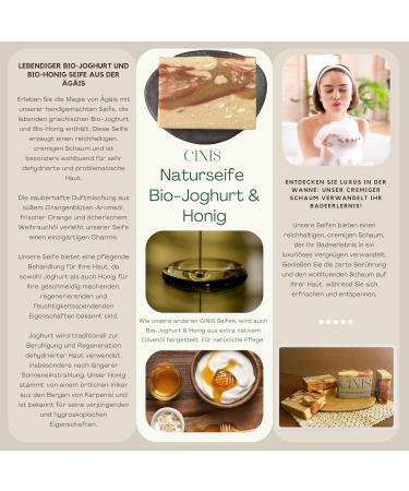 CINIS Live Greek Organic Yoghurt & Honey - Handmade Aromatic 100% Natural Soap for Very Dehydrated Skin - e100g - Buy Online on GoSupps.com