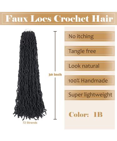 30 Inch Soft Faux Locs Crochet Hair 6 Packs | Pre Looped Goddess Locs for Black Women | Long Braiding Extensions in 1B - Buy Online on GoSupps.com
