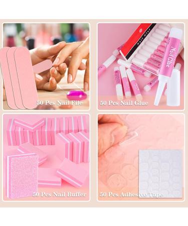 50 Set Press On Nail Tool Prep Kit - Disposable Manicure Supplies for Nail Salons | Nail File Glue Buffer & More - Buy Online on GoSupps.com