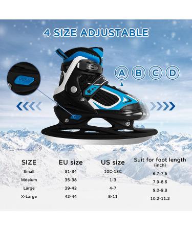 MammyGol Adjustable Ice Skating Shoes for Kids - Gray Blue Hockey Lace-Up Skate (Size L/XL) - Beginner Ice Skates for Boys and Girls - Buy Online on GoSupps.com
