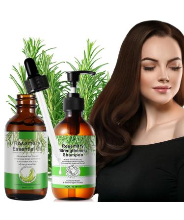 Hair Growth Serum with Biotin Castor Oil and Rosemary Shampoo for Hair Loss and Thinning Treatment - Hair Regrowth Products for Women and Men Rosemary Oil + Shampoo