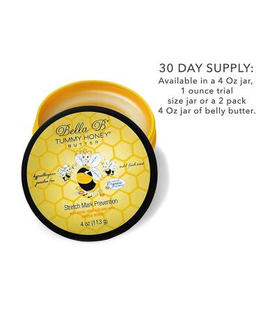 BELLA B Tummy Honey Butter 4 oz - Natural & Organic Pregnancy Safe Tummy Butter for Stretch Marks - Fade Marks with Daily Use - 1 Pack 4 Ounce - Buy Online on GoSupps.com
