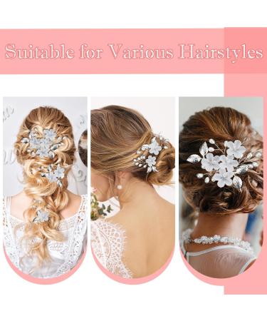 Bridal Hair Accessories Wedding Hair Accessories For Women Bridal Hair Pins Bridesmaid Hair Accessories Flower Bridal Hair Clips U-Shaped Wedding Hair Clips For Women Girls(Silver) - Buy Online on GoSupps.com