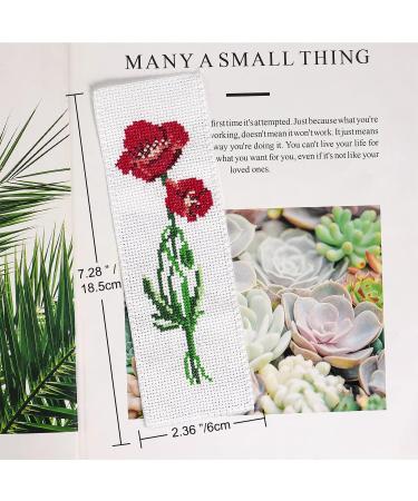 Caydo DIY Stamped Embroidery Bookmark Kit - Flower Patterns, 14 Count Cross Stitch Projects for Book Lovers - 3 Pieces - Buy Online on GoSupps.com