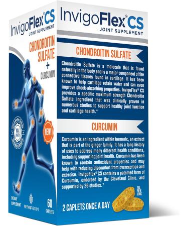 INVIGOFLEX CS - Chondroitin Sulfate with Turmeric Curcumin Non GMO for Knee Hand Back & Hip Premium Joint Supplement 60 Count (Pack of 1) - Buy Online on GoSupps.com