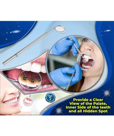 Dental Mouth Mirror Set - Professional Dentist Inspection Tool for Home Use | Pack of 2 Curved Angle Oral Care Mirrors - Buy Online on GoSupps.com