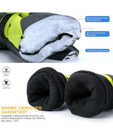 Thxtoms Children Ski Gloves - Waterproof Windproof & Warm Fleece - Winter Snow Gloves for Ages 4-13 - Perfect for Snowboarding & Skiing - Green - Buy Online on GoSupps.com