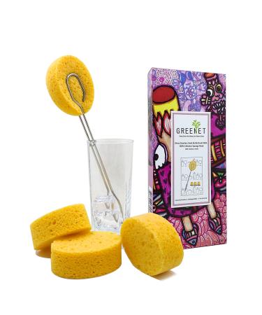 Eco-Friendly Baby Bottle Brush Set with 3 Cellulose Sponge Heads | Chemical-Free No Residue | Completely 100% Eco-Friendly for Sustainability