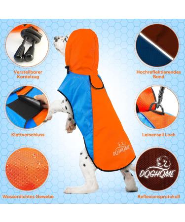 Shop Waterproof Rain Jacket for Dogs - Adjustable Reflective Coat for All Sizes - DQGHQME Ultra-Light Blue & Orange XL - Buy Online on GoSupps.com