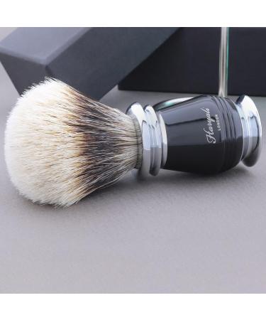Haryali London Shaving Brush Set | Elegant Black Resin Handle | Stainless Steel Stand | Premium Silberspitz Roof Hair Brushes for a Perfect Shave - Buy Online on GoSupps.com