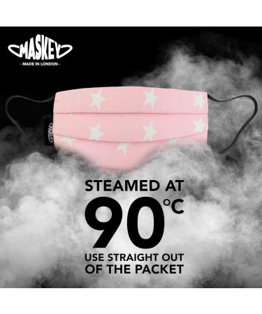 Washable 3-Layer Pink Cotton Face Mask | Made in UK | White Stars | Washable Over 100 Times - Buy Online on GoSupps.com