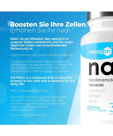 Buy NAD+ Nicotinamide Riboside 300mg - Anti-Aging & Energy Booster - 30 Vegan Capsules Made in France | +1 Month Supply - Buy Online on GoSupps.com