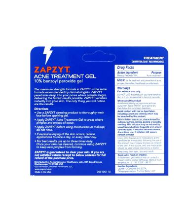 Zapzyt Maximum Strength Benzoyl Peroxide Acne Treatment Gel 10% - Effective Acne Solution 1 oz - Fast International Shipping - Buy Online on GoSupps.com