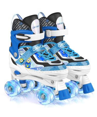 Roller Skates for Kids Girls Boys 4 Size Adjustable Kids Roller Skates with Wheels Light up for Children, Teens, Beginner & Advance, Indoor Outdoor Medium (13C-3Y US)/AGE 7-10 Yrs B-Blue