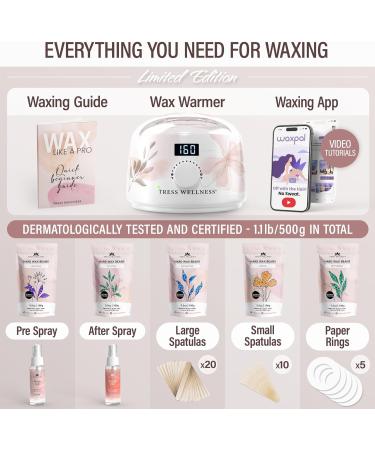 Tress Wellness Waxing Kit for Brazilian Wax - Easy to Use - For Sensitive Skin - Digital Display Flower Watercolor White - Buy Online on GoSupps.com