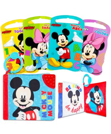 Classic Disney Mickey Mouse Baby Book Set - Mickey Book Bundle with Soft Teether Crinkle Book & 4 Board Books for Babies  Toddlers (Mickey Teether for Baby)