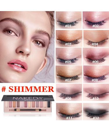 LZYLLS 12 Shades Nude Matte & Shimmer Eyeshadow Palette - Waterproof & Long-Lasting Professional Makeup Palette with Brush (Pearl) - Buy Online on GoSupps.com