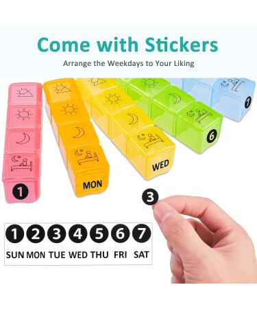 Fullicon Weekly Pill Organizer - 4x Daily 7 Day Travel-Friendly Moisture-Proof Pill Box for Vitamins & Supplements (Clear & Green - Buy Online on GoSupps.com