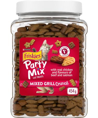 Friskies Party Mix Cat Treats Gravy-Licious Crunch Chicken and Gravy - 454 g Cannister (1 Pack) & Party Mix Cat Treats Mixed Grill Crunch with Real Chicken - 454 g Cannister (1 Pack) 454 g (Pack of 1) Cat Treats+ 454 g (Pack of 1) - Buy Online on GoSupps.com