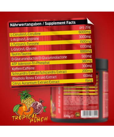 All Stars RAW Intensity Pre Workout Booster Tropical Punch | Energy Powder with Amino Acids & Plant Extract | Caffeine & Taurine | Fat & Sugar Burner | 16 Portions - Buy Online on GoSupps.com