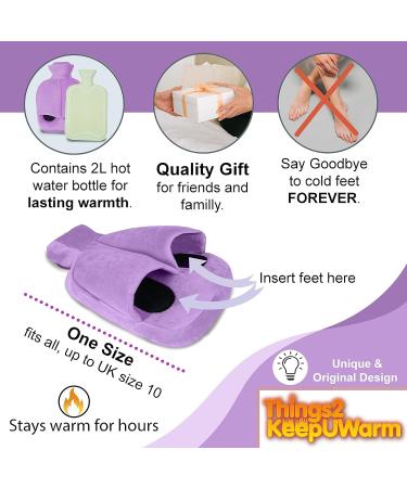 Heated Foot Warmer Hot Water Bottle Purple - Women's Foot Muff for Cold Feet Arthritis Pain Relief | Things2KeepUWarm - Buy Online on GoSupps.com