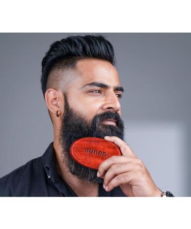 RUBAB Men 100% Boar Bristle Beard Brush with Mango Wood Handle in Faux Leather Pouch (#Groom Home. Stay Safe) - Buy Online on GoSupps.com