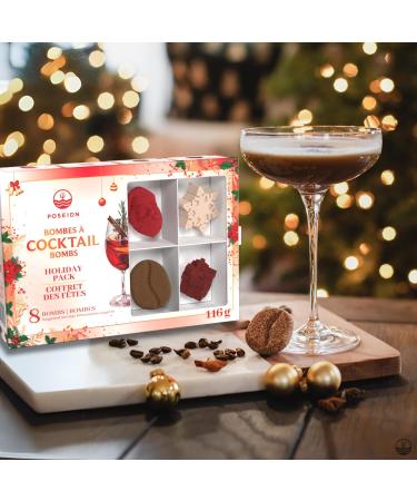 Poseidn Cocktail Bombs Gift Set Holiday Pack 8 Drink Mixers for Cocktail and Mocktail Drinks Santa Martini Christmas Sangria Frozen Gin Tonic Espresso Martini - Buy Online on GoSupps.com