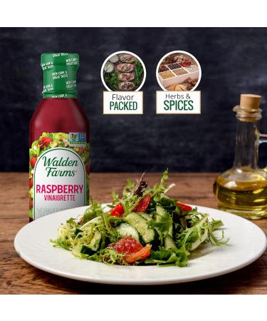 Walden Farms Raspberry Vinaigrette Dressing 12 oz Bottle (Pack of 6) | Sugar Free, 0g Net Carbs, Kosher Certified | Perfect for Salads, Pizza, Vegetables, Cocktails | Fresh & Delicious - Buy Online on GoSupps.com