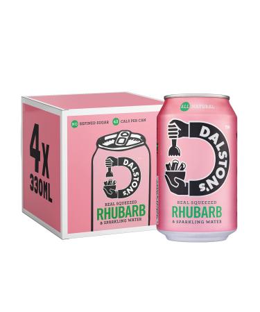 Dalston's Sparkling Rhubarb Soda (4x330ml) - Real Squeezed Rhubarb & Sparkling Water - 40 Kcal - No Added Sugar - No Artificial Sweeteners - Healthy Alternative - Low Calorie - Vegan