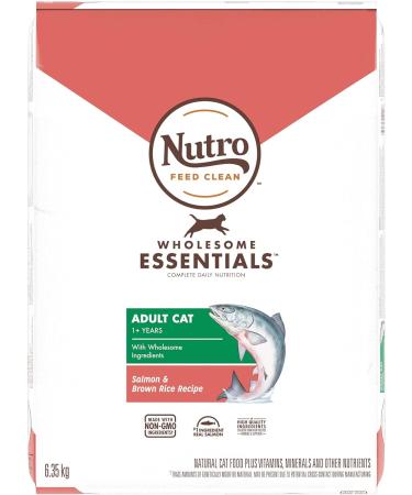 NUTRO WHOLESOME ESSENTIALS Indoor Adult Dry Cat Food Chicken & Brown Rice 6.35kg Bag & Wholesome Essentials Adult Dry Cat Food Salmon & Brown Rice Recipe 6.35 kg Bag - Buy Online on GoSupps.com