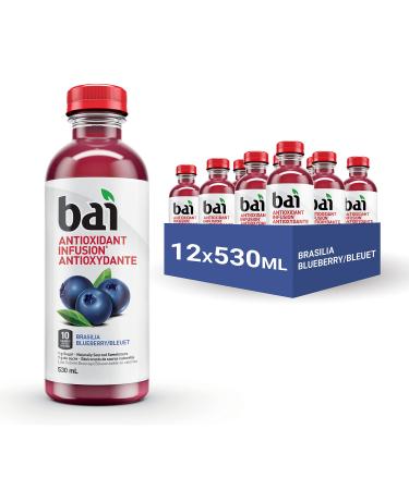 Bai Antioxidant Infusion Flavoured Water Beverage Brasilia Blueberry 530 mL 12-Count 12-Brasilia Blueberry