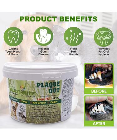 PLAQUE OUT 450G: Organic Tartar & Plaque Remover for Dogs & Cats - Bad Breath & Gum Care - Buy Online on GoSupps.com