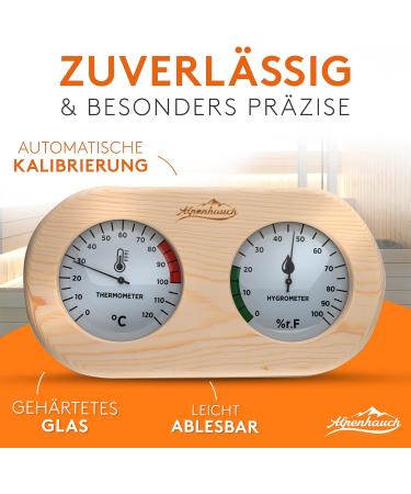 Alpine Breath 2-in-1 Sauna Thermometer Hygrometer | Precise Glass Sauna Accessories with Automatic Calibration - Buy Online on GoSupps.com