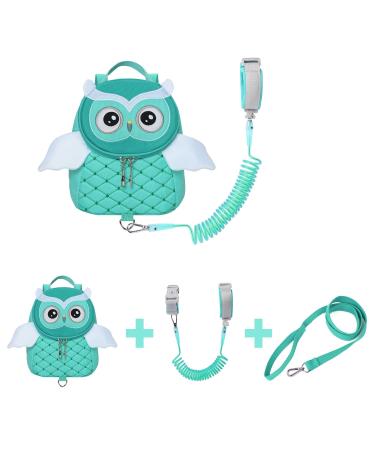 EPLAZA Toddler Leashes Owl-Like Backpacks with Anti Lost Wrist Link Wristband for 1.5 to 3 Years Kids Girls Boys Safety (Owl Green)