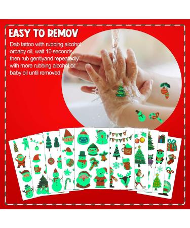 Christmas Luminous Temporary Tattoo Stickers for Kids - Glow in the Dark Waterproof Decals (10 Sheets) - Perfect Gift Idea - Buy Online on GoSupps.com