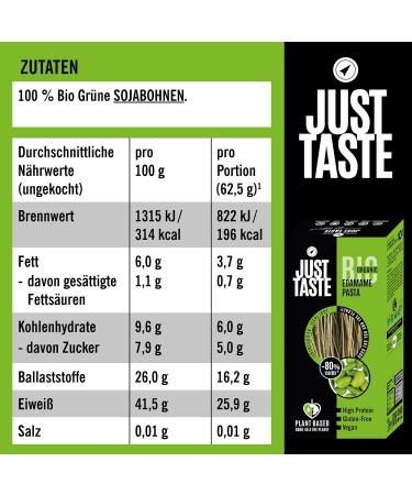Buy JUST TASTE Edamame Spaghetti - Organic Vegetable Pasta - 250g Pack - Healthy & Delicious International Shipping - Buy Online on GoSupps.com