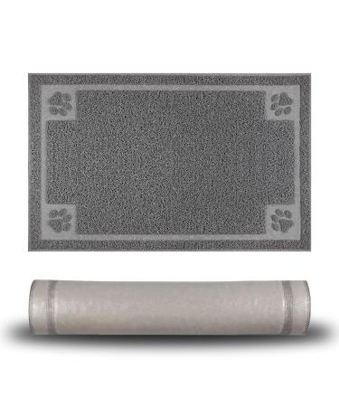 STELLAIRE CHERN Pet Feeding Mat for Dogs and Cats Flexible and Waterproof Dog Bowl Mat for Food and Water, Easy to Clean Dog Food Mat with Non Slip Backing 24x16 Inch (Pack of 1) Grey