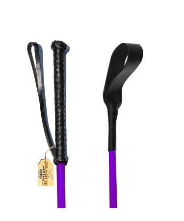 Riding Crop for Horse Fiberglass Shaft with Leather Double Slapper 27 Inch Purple-Double Slapper