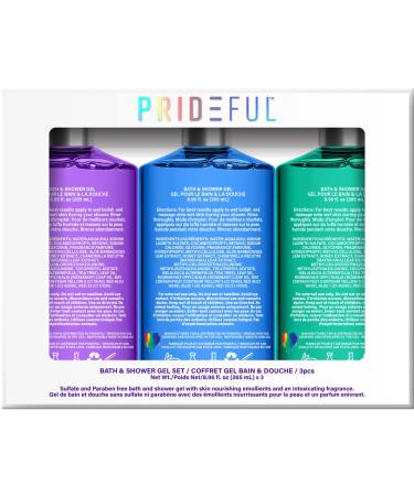 Prideful 3pc Scented Bath & Shower Gel Set (265ml x 3) - Sage & Citrus, Green Tea & Honey, Lavender & Sandalwood - Buy Online on GoSupps.com
