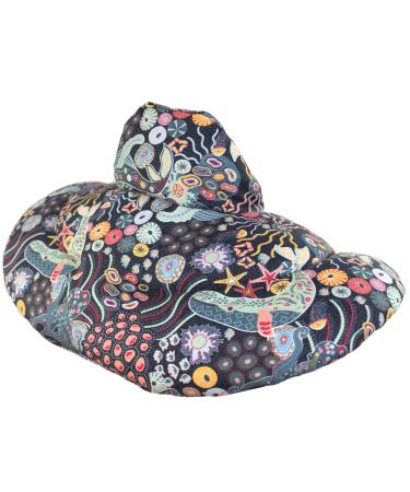 Neck pillow with stand-up collar made of organic fabric "Under Water". Rapeseed pillow. Neck pillow heat pad - a very comfortable neck warmer