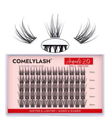 Individual Lashes  60Pcs Lash Clusters DIY Eyelash Extensions  D Curl Cluster Lashes Soft and Lightweight 12-14-16-18mm Mixed Lash Extension Easily Done at Home(Angels 12-18mm) 12-14-16-18 mm Angels