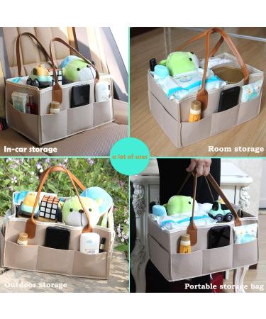 Baby Diaper Caddy Organizer  Nursery Storage Bin Car for Diapers and Baby Wipes  Changing Table Diaper Caddy  Portable Baby Essentials Basket Holder Tote Bag for Girl Boy (large Beige) - Buy Online on GoSupps.com