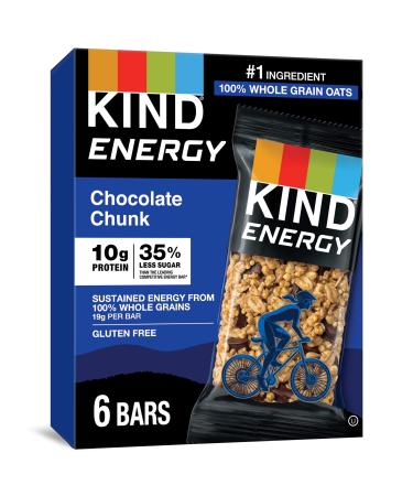 KIND Energy Bars, Chocolate Chunk, 2.1 Ounce, 30 Count, Gluten Free, 100% Whole Grains Chocolate Chunk 30 Count (Pack of 1)