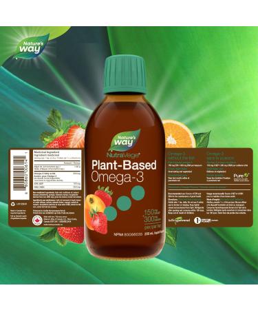 Nature's Way NutraVege Plant-Based Omega-3 Vegetarian Liquid Omega-3 Supplement with 150mg EPA + 300mg DHA - Strawberry Orange Flavour Support Heart Eyes and Brain Function in Adults 200ml Strawberry Orange Flavour 200 ml (Pack of 1) - Buy Online on GoSupps.com