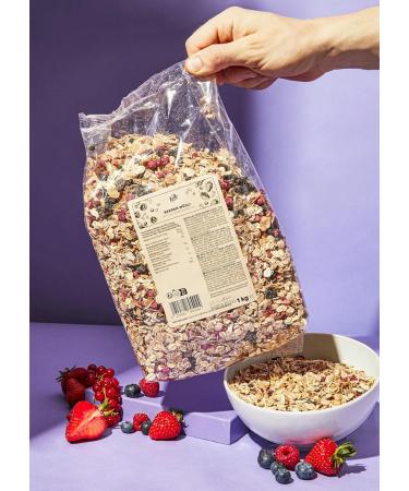 KoRo - Red Fruit Muesli with Crispy Spelt Flakes 1kg - Dried Berries - Various Whole Grain Flakes - No Added Sugar (Contains Naturally Occurring Sugar) - Buy Online on GoSupps.com