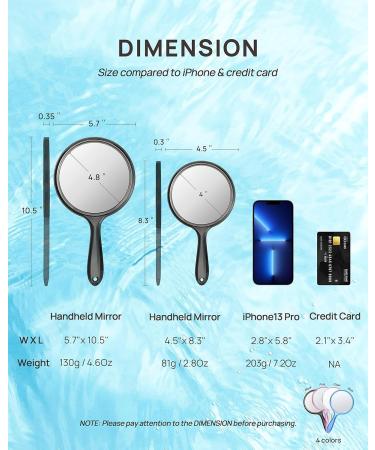 OWBIA Double-Sided Handheld Mirror - 1X/3X Magnification for Makeup Transparent Black - Large Perfect for Travel & Home Use - Buy Online on GoSupps.com