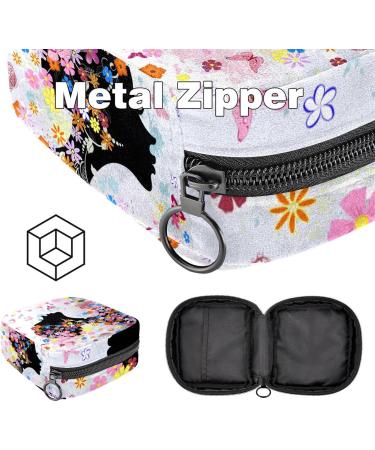 Javenproeqt Portable Women's Binding-Up Bag | Menstrual Cup Pocket & Tampon Holder for Teen Girls | Multi-Colored Flower & Butterfly Design - Buy Online on GoSupps.com