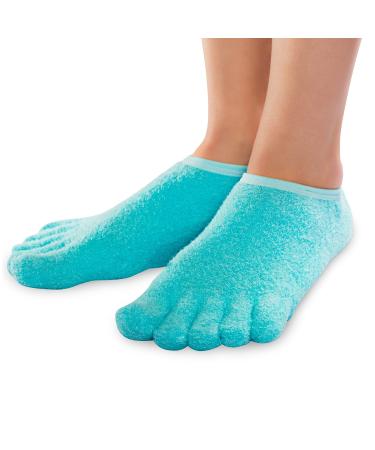 NatraCure 5-Toe Gel Lined Foot Moisturizing Socks Aloe & Shea Infused Fuzzy Hydrating Socks for Women & Men - Soft Feet Moisturizer Spa & Pedicure Socks for Dry Cracked Heels Calluses - Small