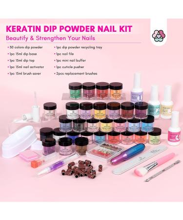 Saviland Dipping Powder Nails Set - 30 Color Dip Powder Kit with Electric Nail Miller Base & Top Coat Activator Brush Saver for Vibrant Nail Art - Buy Online on GoSupps.com
